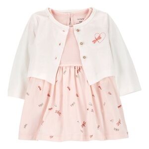 Carter's Baby 2-Piece Bodysuit Dress & Cardigan Set Sz 6 mo